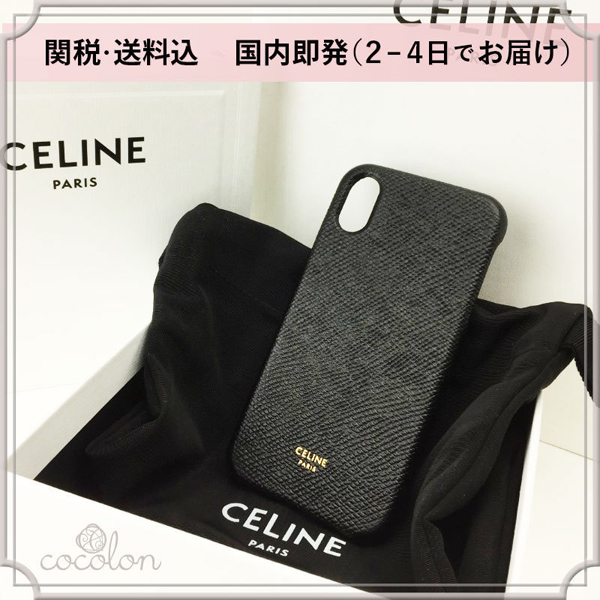 [CELINE] IPHONE X & XS ケース / グレインドラムスキン 10C413BK6.38NO